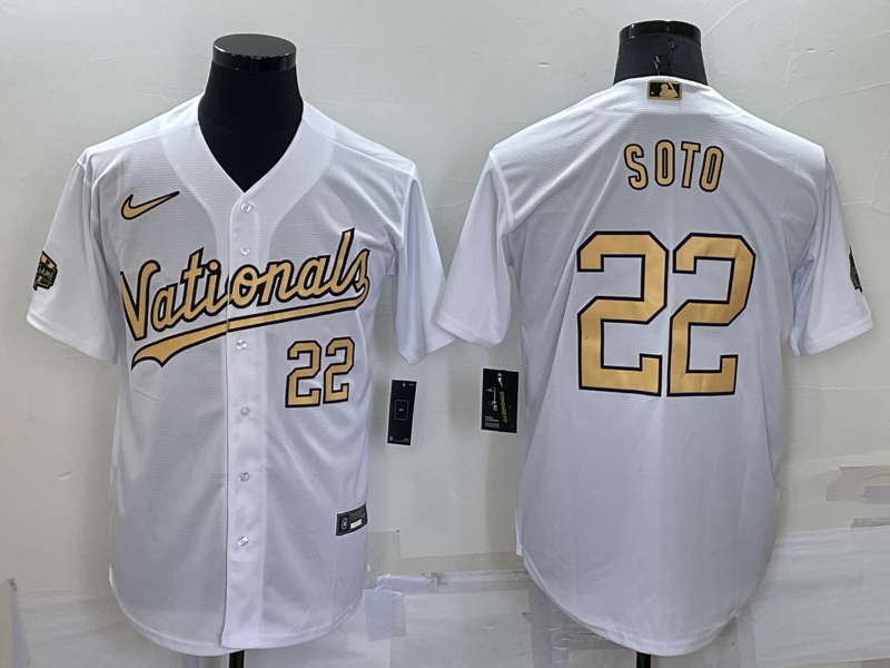 Men's Washington Nationals #22 Juan Soto 2022 All-Star White Cool Base Stitched Baseball Jersey